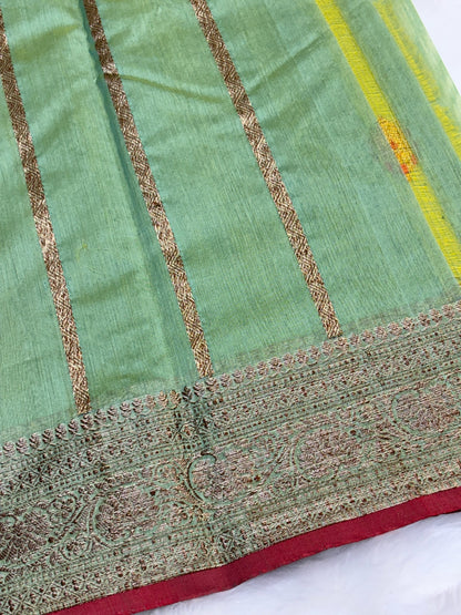 100% Pure Neon Green Cotton Silk Saree | Soft Lightweight Handwoven Elegant Saree for Daily & Festive Wear
