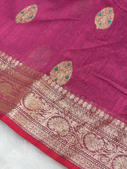 100% Pure Rose Blush Pink Cotton Silk Saree | Soft Lightweight Handwoven Elegant Saree for Daily & Festive Wear