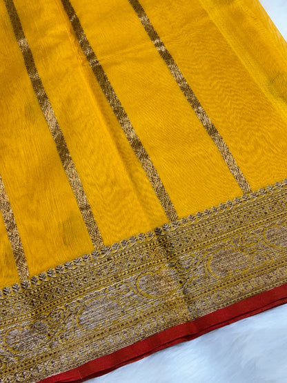 100% Pure Musterd Yellow Cotton Silk Saree | Soft Lightweight Handwoven Elegant Saree for Daily & Festive Wear