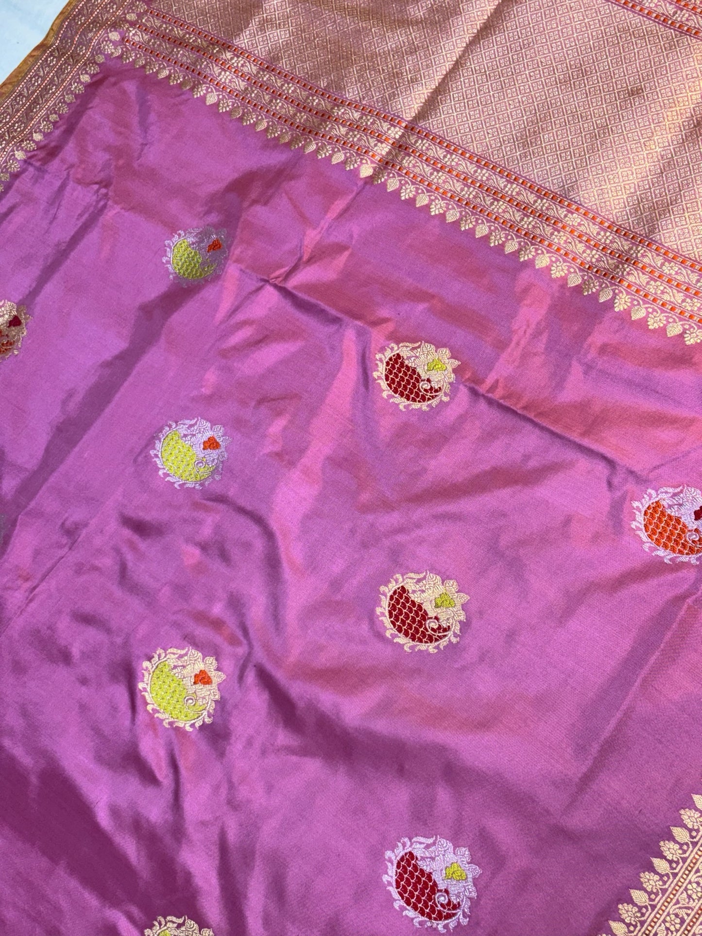 Pink Handwoven Pure Banarasi Ektara Silk Saree – Kadwa Iktara Weave, Pure Mulberry Silk
