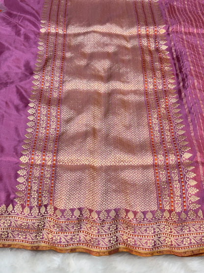 Pink Handwoven Pure Banarasi Ektara Silk Saree – Kadwa Iktara Weave, Pure Mulberry Silk