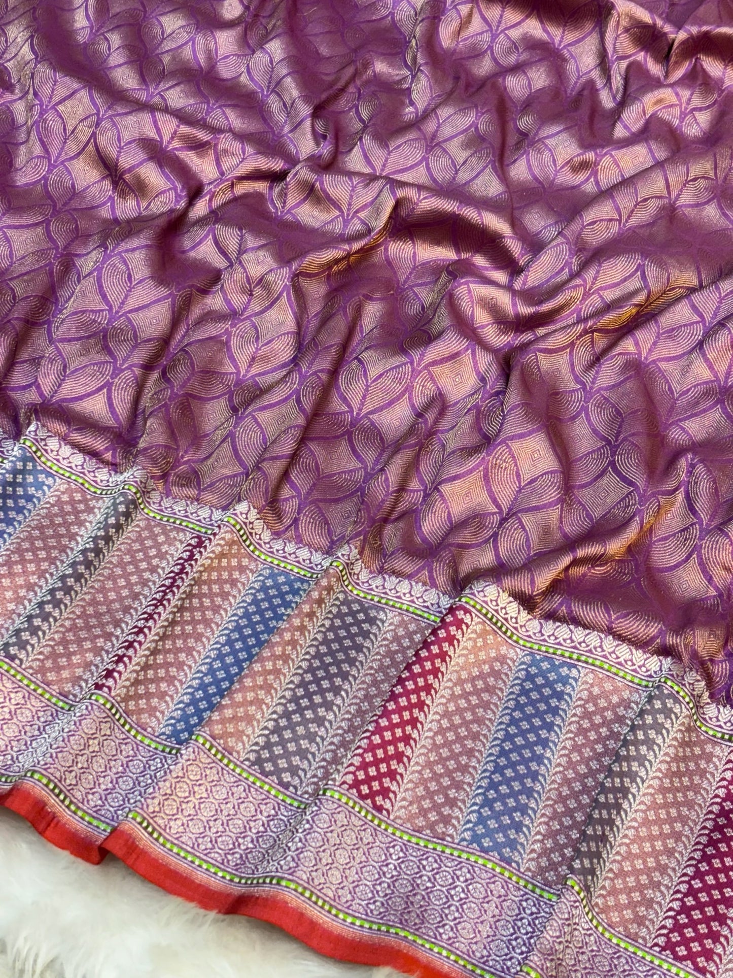Banarasi Lavender Pure Silk Brocade Saree – Luxurious Katan Silk with Intricate Brocade Weave