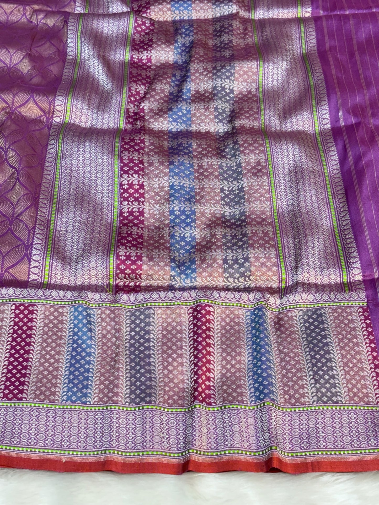 Banarasi Lavender Pure Silk Brocade Saree – Luxurious Katan Silk with Intricate Brocade Weave