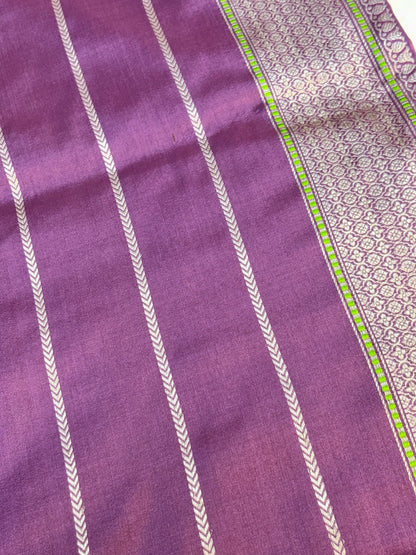 Banarasi Lavender Pure Silk Brocade Saree – Luxurious Katan Silk with Intricate Brocade Weave