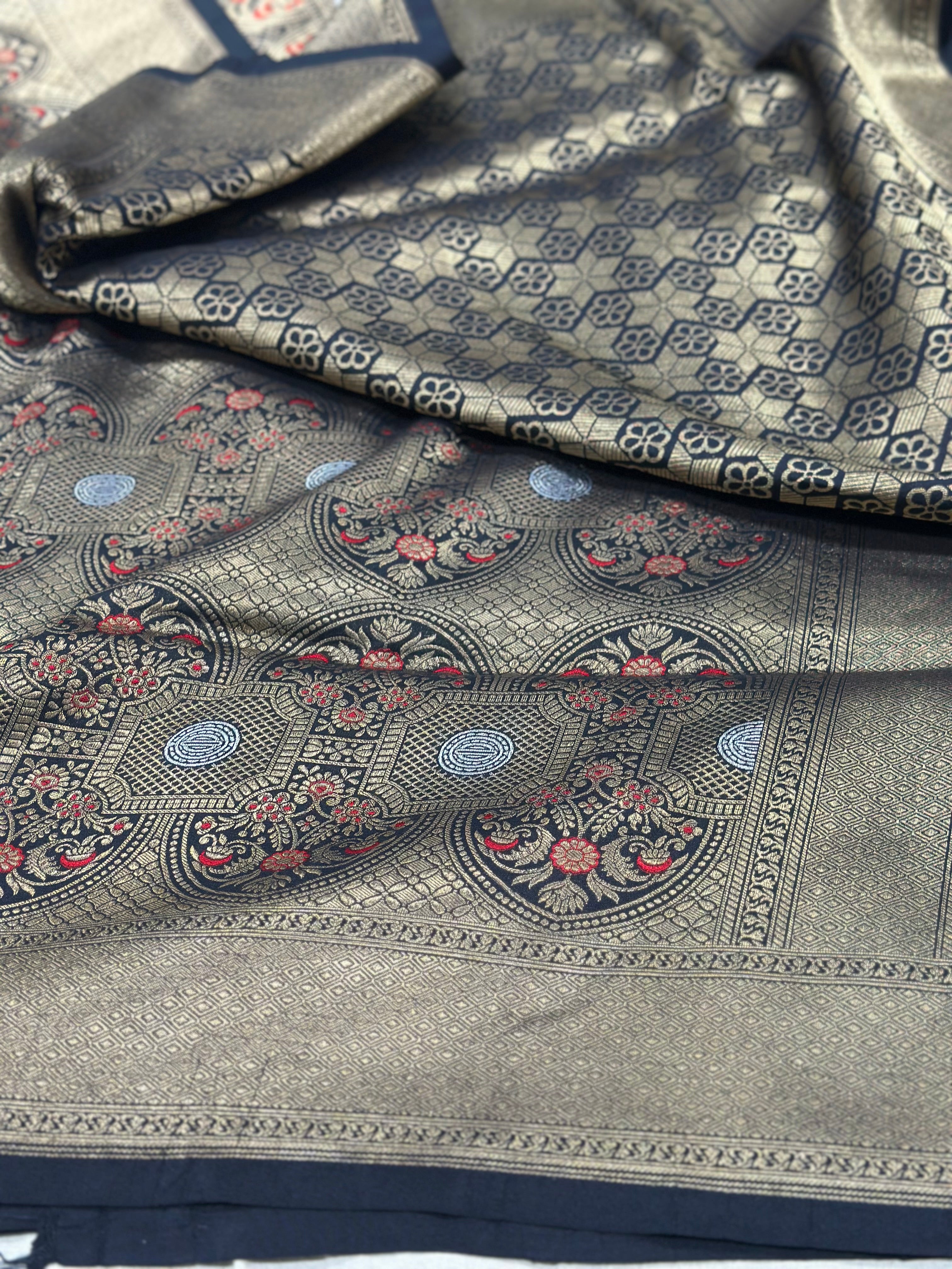 Handloom minakari Pure katan silk brocade saree