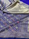 Blue Minakari pure katan brocade weaving saree