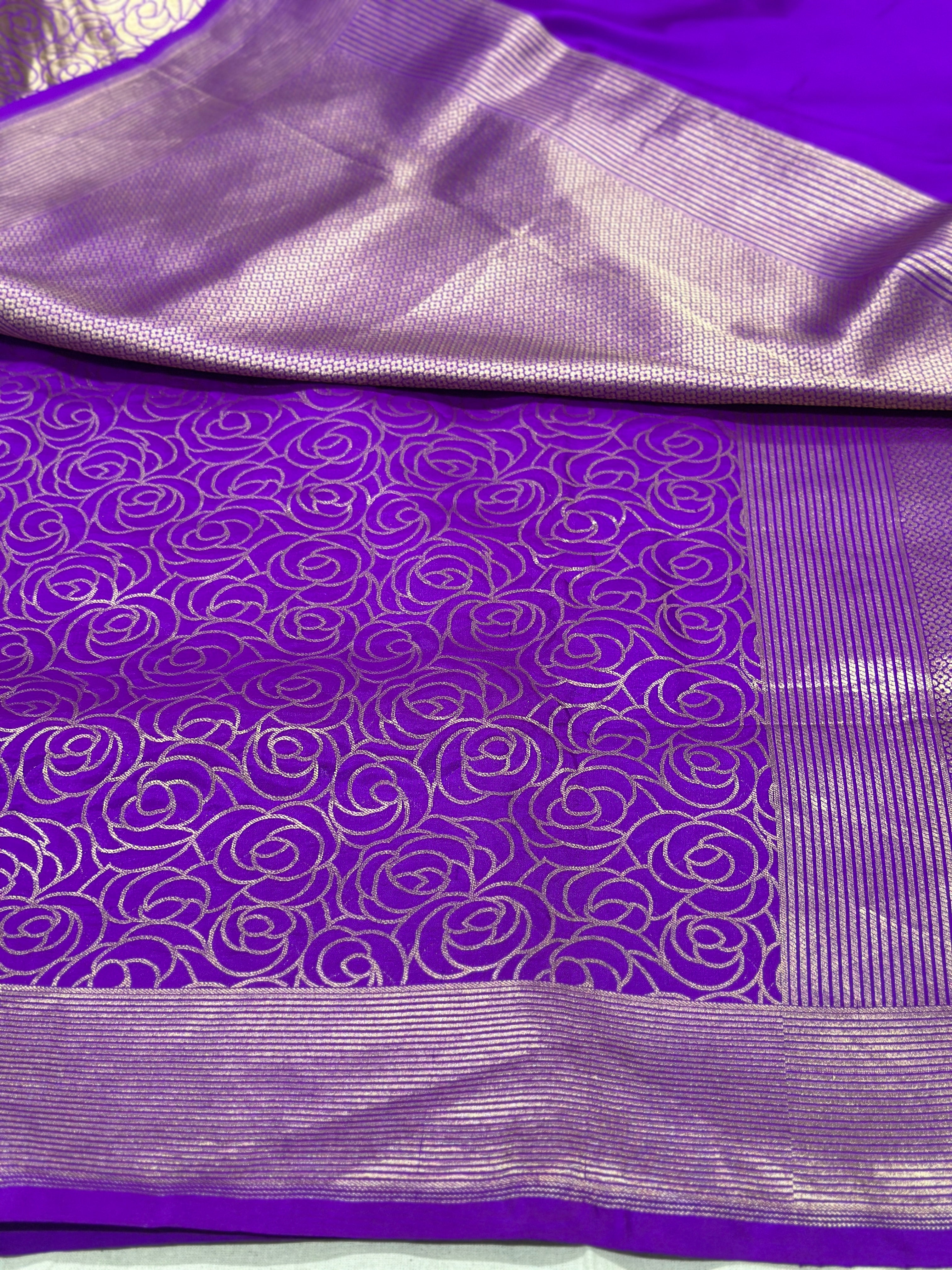 Peacock Blue  katan brocade weaving saree