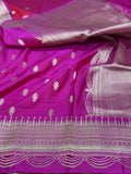 Pink Handwoven Banarasi Pure Mashru  Silk Saree