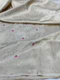Ivory Banarasi Minakari Pure Silk Brocade Saree