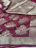 Maroon Banarasi Minakari Pure Silk Brocade Saree