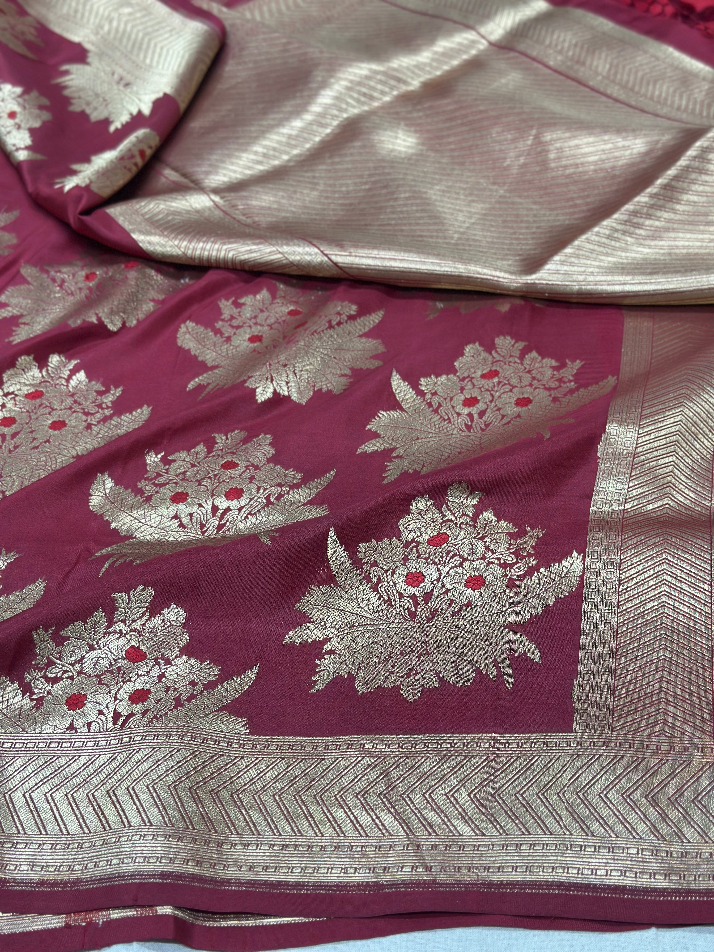 Maroon Banarasi Minakari Pure Silk Brocade Saree