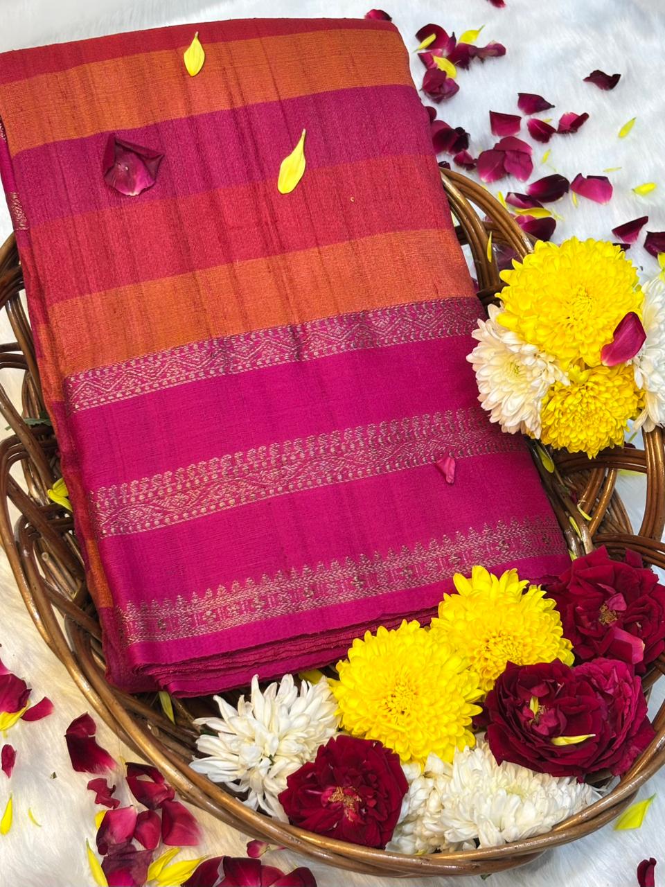 Gajiri Pink Banarasi Pure Tussar Georgette Saree