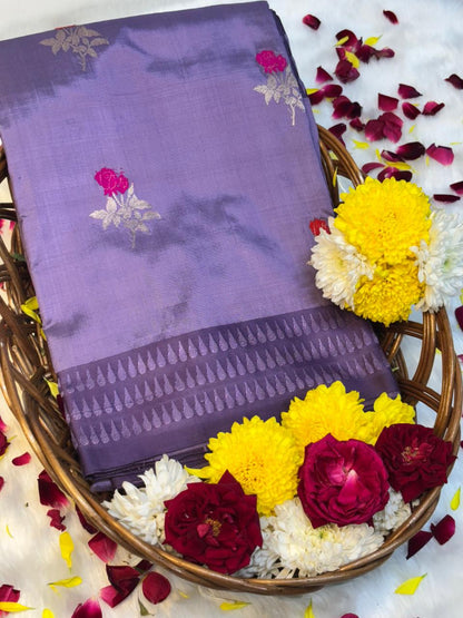 Lavender Handwoven Banarasi Pure Silk Saree