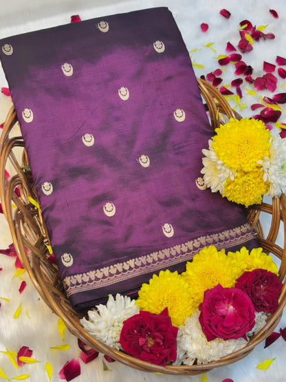Pure Mashru Handwoven Silk Saree – Wine Elegance