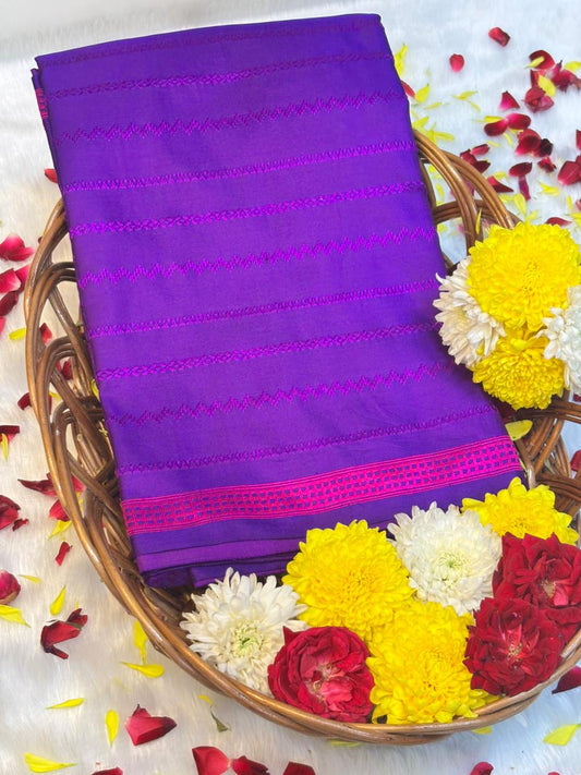 Pure Banarasi Tanchui Handwoven Silk Saree –  Purple Elegance